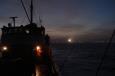Nog donker op de zee